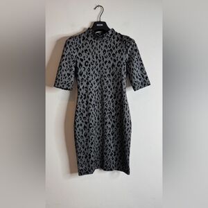 Leopard Print Gray Dress